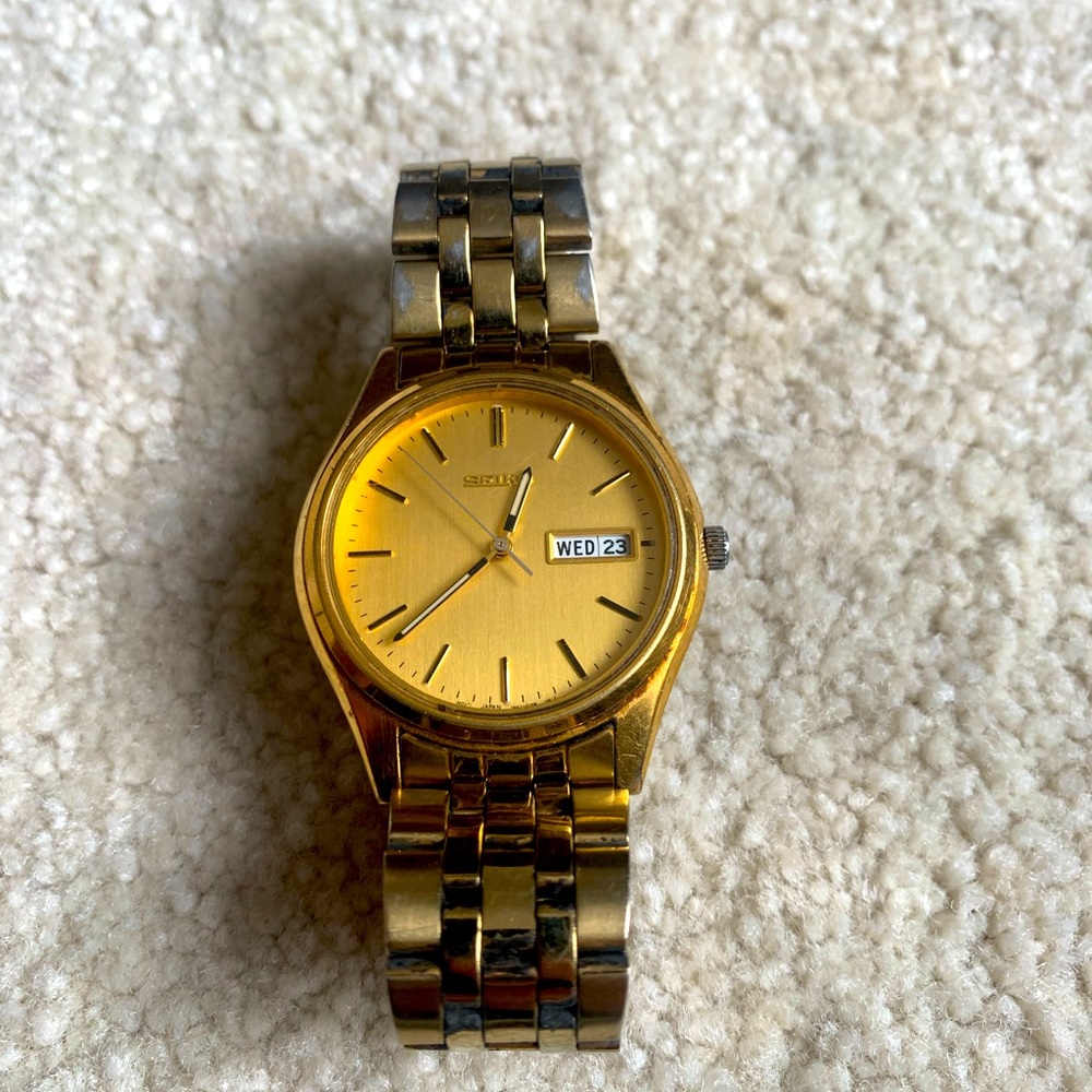 Rare Viny Seiko Presidential 7N43-9048 gold plated men’s quartz watch